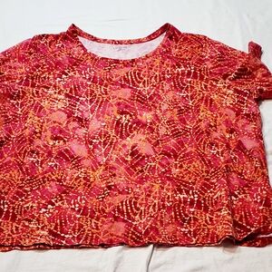 Catherines Womens Shirt Size 3X 26/28 Multicolor Blouse Boho Top Stretchy Tee